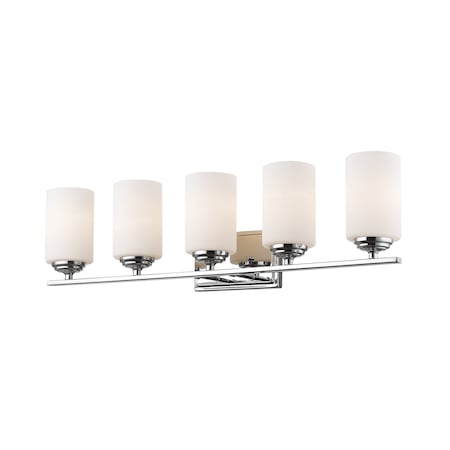 Z-Lite Bordeaux 5 Light Vanity, Chrome & Matte Opal 435-5V-CH